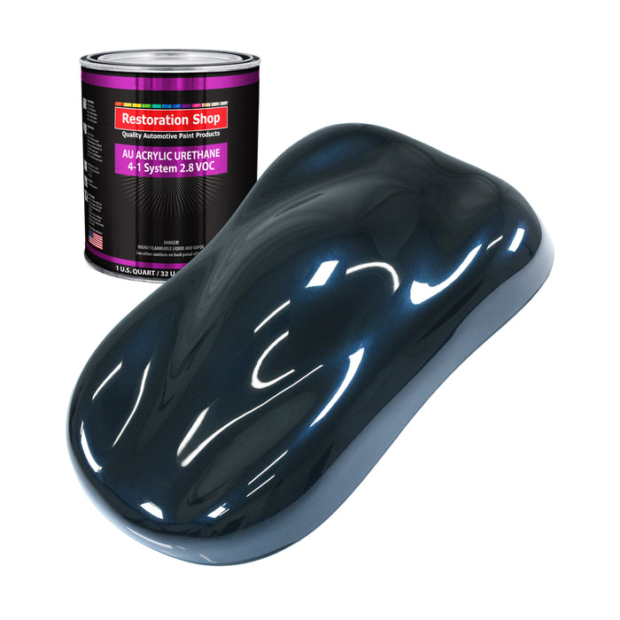 Dark Midnight Blue Pearl Acrylic Urethane Auto Paint - Quart Paint Color Only - Professional Single Stage Gloss Automotive Car Truck Coating, 2.8 VOC