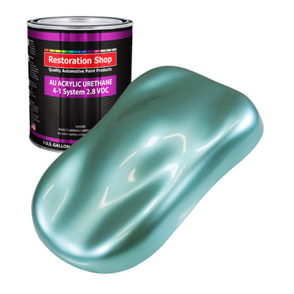 Silver Aqua Metallic Acrylic Urethane Auto Paint - Gallon Paint Color Only - Professional Single Stage High Gloss Automotive Car Truck Coating 2.8 VOC