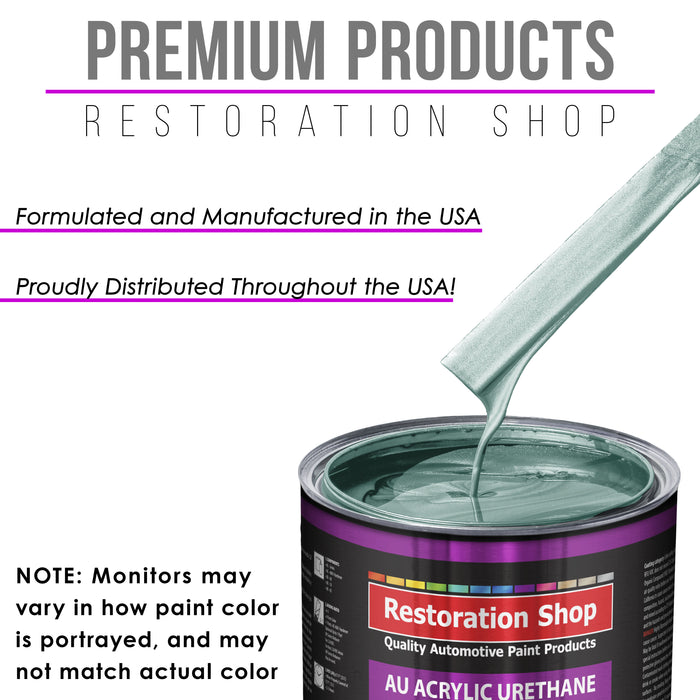 Silver Aqua Metallic Acrylic Urethane Auto Paint - Complete Quart Paint Kit - Professional Single Stage Automotive Car Coating, 4:1 Mix Ratio 2.8 VOC