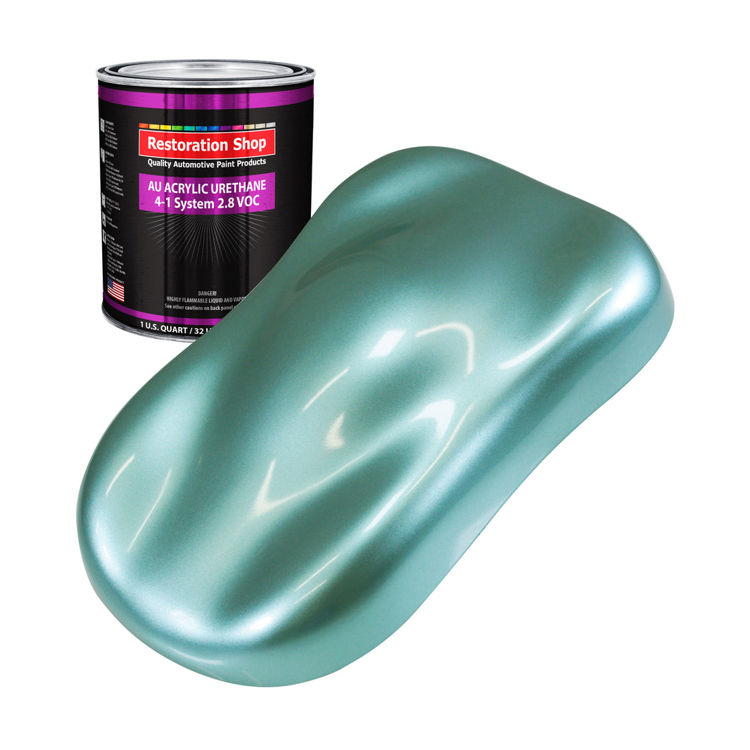 Silver Aqua Metallic Acrylic Urethane Auto Paint - Quart Paint Color Only - Professional Single Stage High Gloss Automotive Car Truck Coating, 2.8 VOC