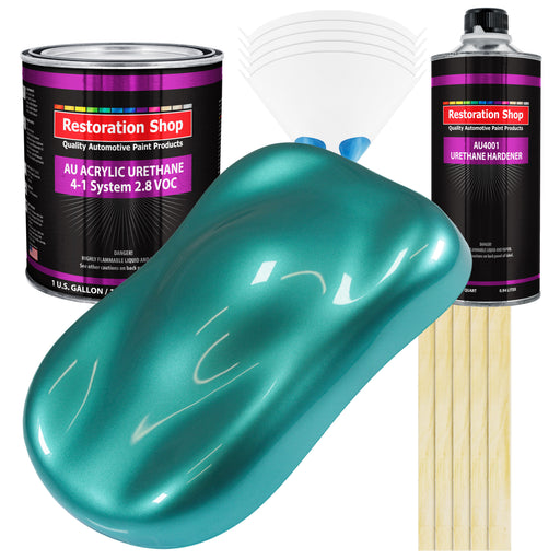 Gulfstream Aqua Metallic Acrylic Urethane Auto Paint - Complete Gallon Paint Kit - Pro Single Stage Automotive Car Truck Coating 4:1 Mix Ratio 2.8 VOC