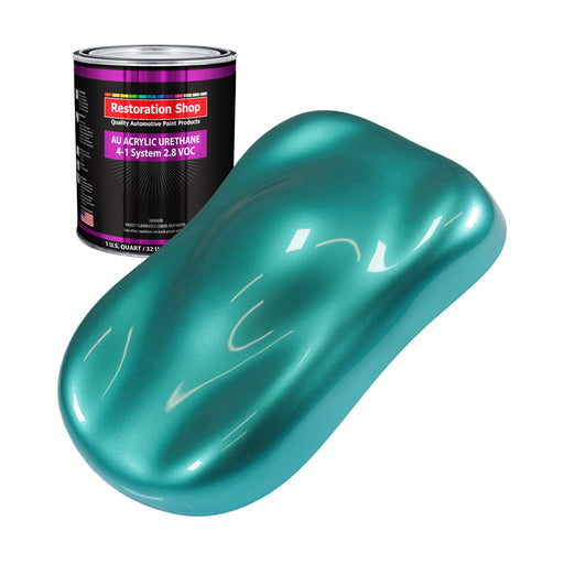 Gulfstream Aqua Metallic Acrylic Urethane Auto Paint - Quart Paint Color Only - Professional Single Stage Gloss Automotive Car Truck Coating, 2.8 VOC