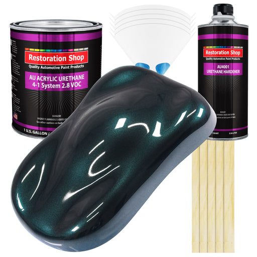 Dark Turquoise Metallic Acrylic Urethane Auto Paint (Complete Gallon Paint Kit) Professional Single Stage Automotive Car Coating 4:1 Mix Ratio 2.8 VOC