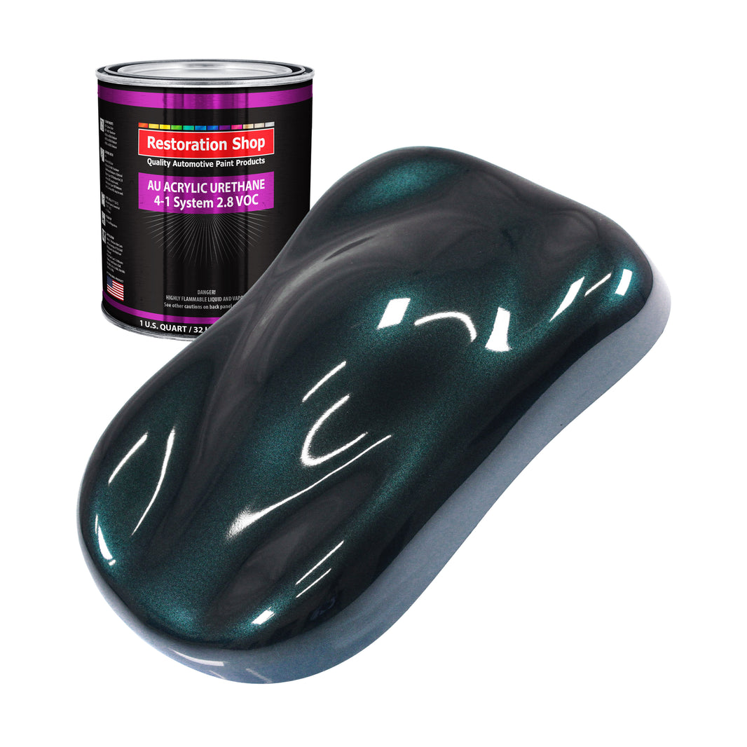 Dark Turquoise Metallic Acrylic Urethane Auto Paint - Quart Paint Color Only - Professional Single Stage Gloss Automotive Car Truck Coating, 2.8 VOC