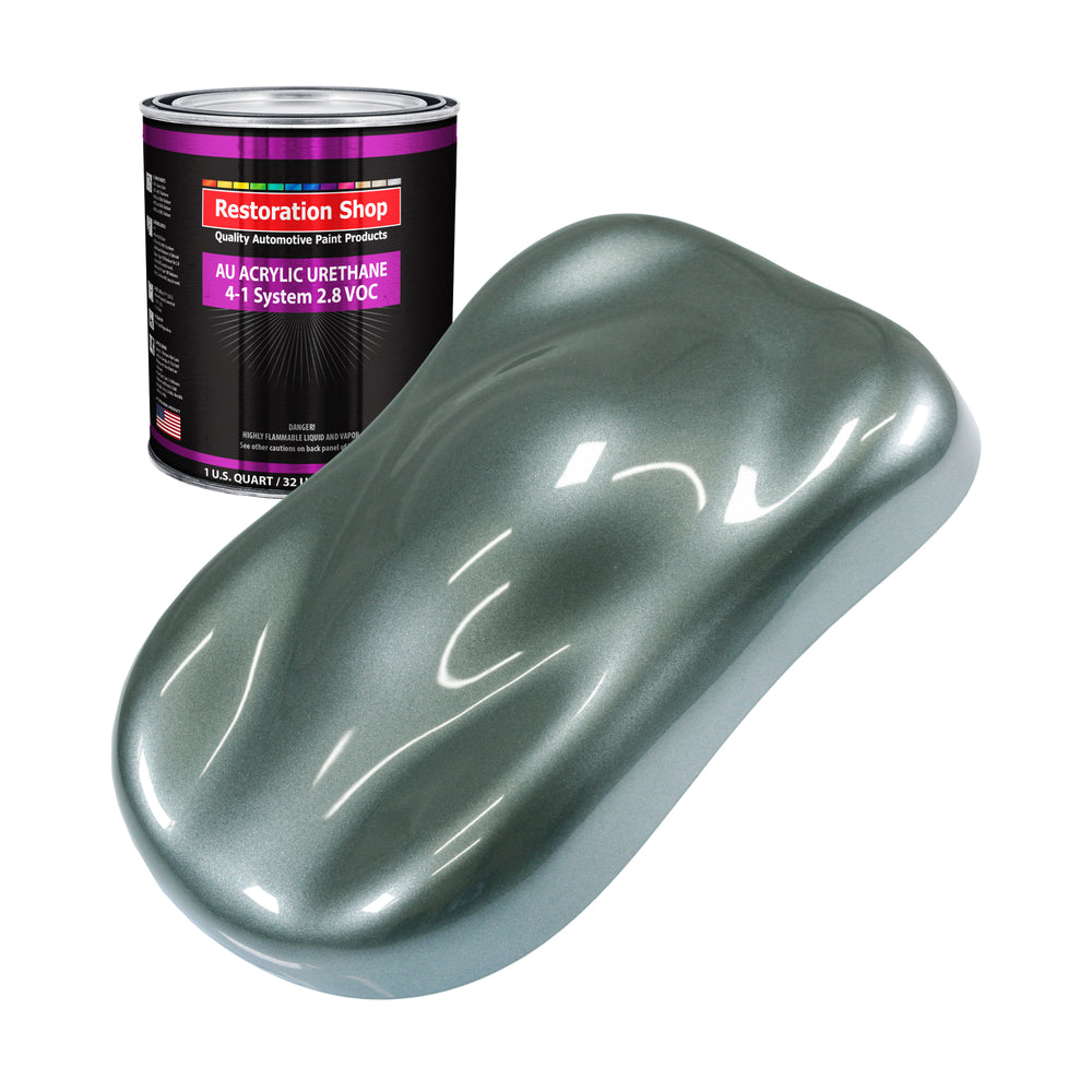 Steel Gray Metallic Acrylic Urethane Auto Paint - Quart Paint Color Only - Professional Single Stage High Gloss Automotive Car Truck Coating, 2.8 VOC