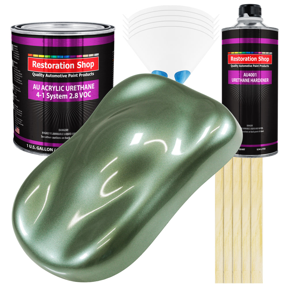 Fern Green Metallic Acrylic Urethane Auto Paint - Complete Gallon Paint Kit - Professional Single Stage Automotive Car Coating, 4:1 Mix Ratio 2.8 VOC
