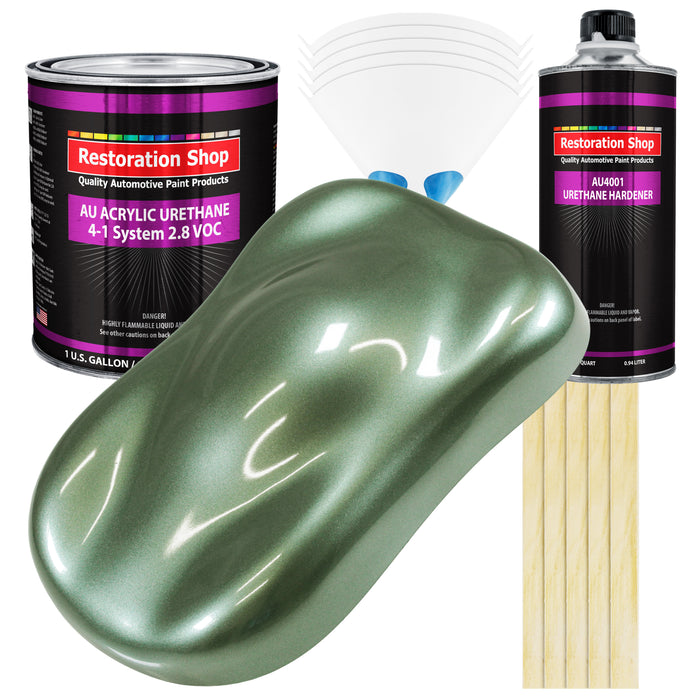 Fern Green Metallic Acrylic Urethane Auto Paint - Complete Gallon Paint Kit - Professional Single Stage Automotive Car Coating, 4:1 Mix Ratio 2.8 VOC