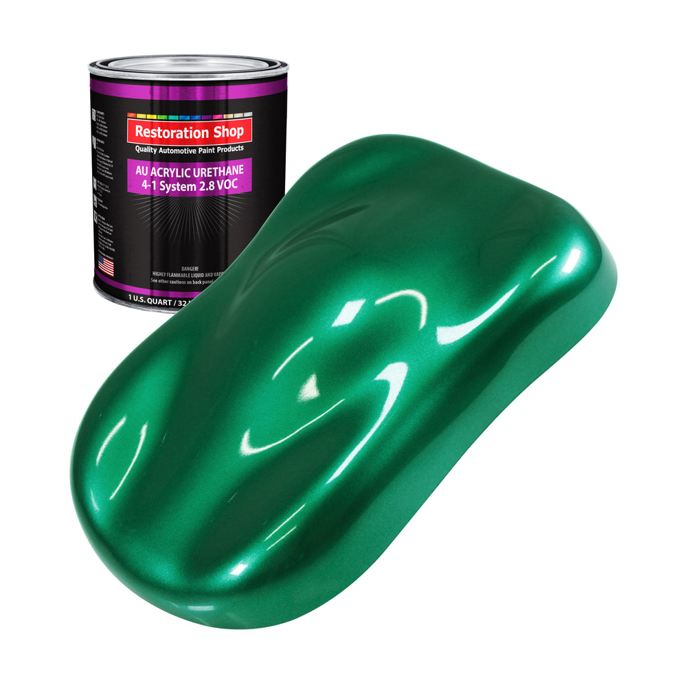 Rally Green Metallic Acrylic Urethane Auto Paint - Quart Paint Color Only - Professional Single Stage High Gloss Automotive Car Truck Coating, 2.8 VOC