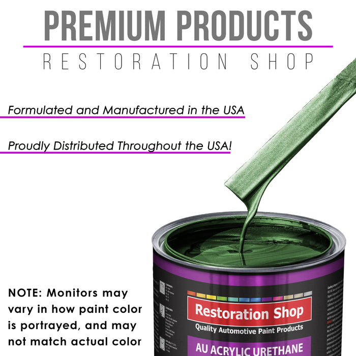 British Racing Green Metallic Acrylic Urethane Auto Paint - Complete Quart Paint Kit - Pro Single Stage Automotive Car Coating, 4:1 Mix Ratio 2.8 VOC