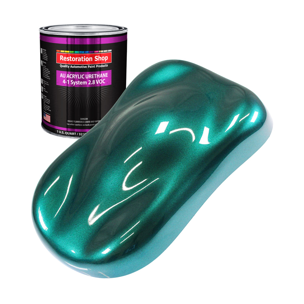 Dark Teal Metallic Acrylic Urethane Auto Paint - Quart Paint Color Only - Professional Single Stage High Gloss Automotive, Car, Truck Coating, 2.8 VOC