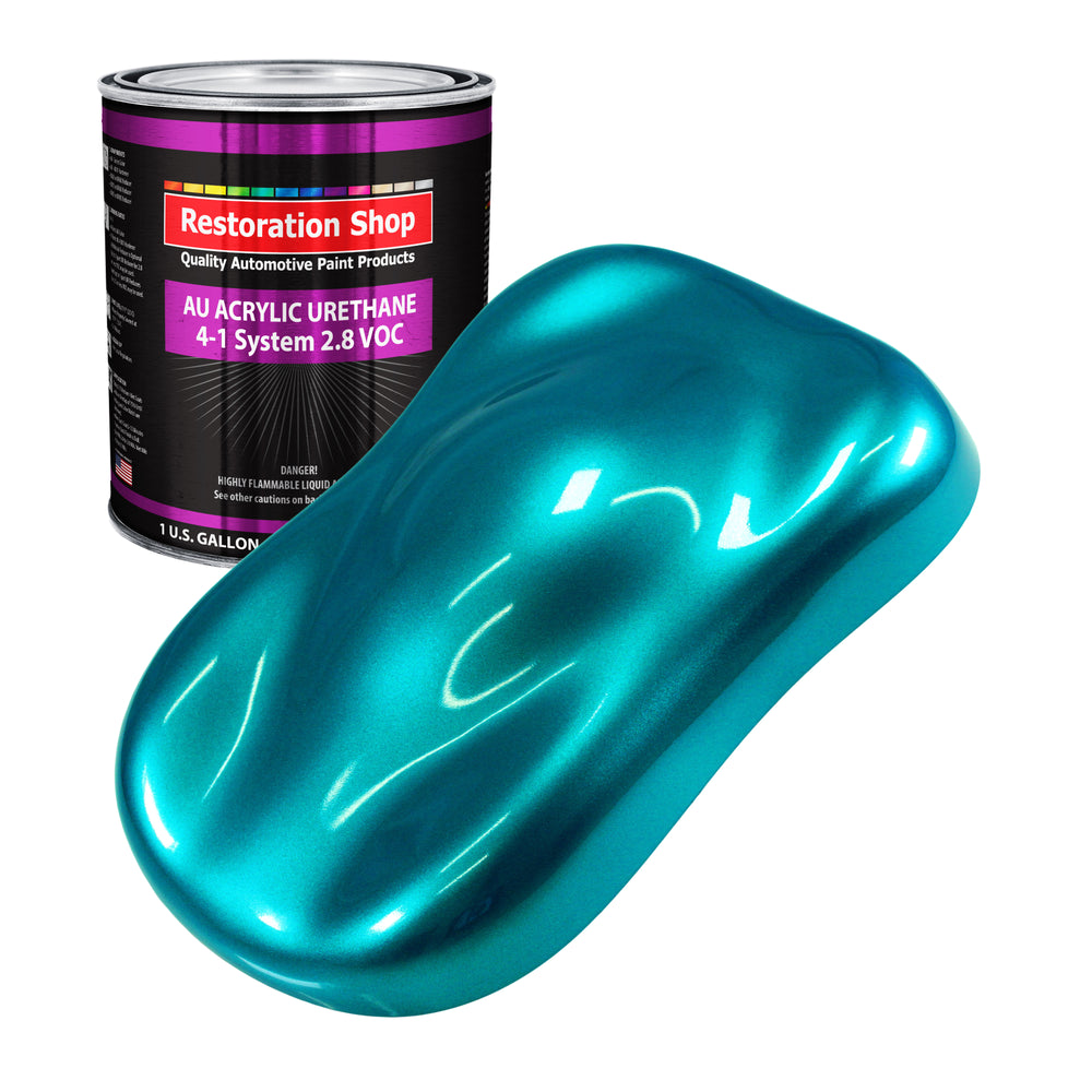 Teal Green Metallic Acrylic Urethane Auto Paint - Gallon Paint Color Only - Professional Single Stage High Gloss Automotive Car Truck Coating, 2.8 VOC