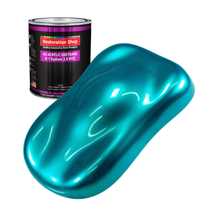 Teal Green Metallic Acrylic Urethane Auto Paint - Quart Paint Color Only - Professional Single Stage High Gloss Automotive Car Truck Coating, 2.8 VOC