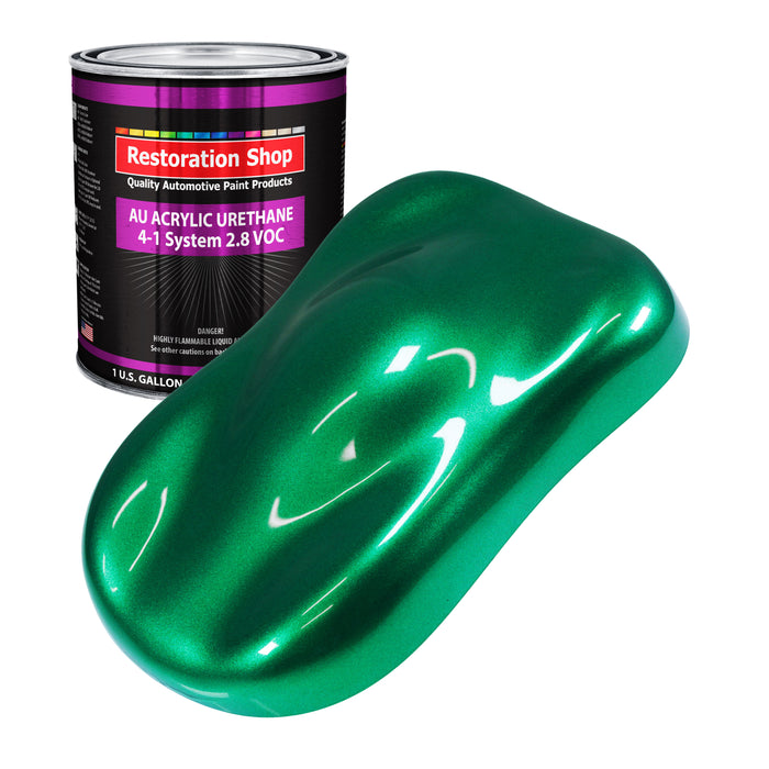 Emerald Green Metallic Acrylic Urethane Auto Paint - Gallon Paint Color Only - Professional Single Stage Gloss Automotive Car Truck Coating, 2.8 VOC