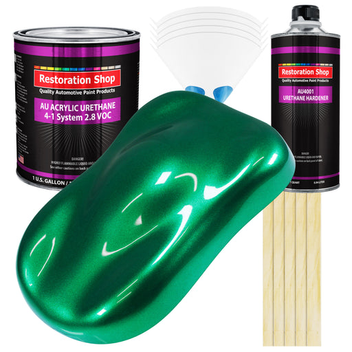 Emerald Green Metallic Acrylic Urethane Auto Paint (Complete Gallon Paint Kit) Professional Single Stage Automotive Car Coating, 4:1 Mix Ratio 2.8 VOC