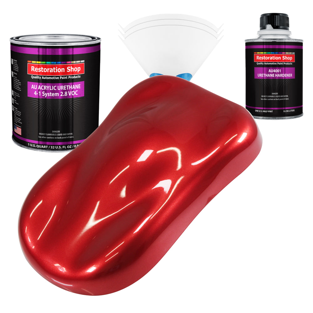 Firethorn Red Pearl Acrylic Urethane Auto Paint - Complete Quart Paint Kit - Professional Single Stage Automotive Car Coating, 4:1 Mix Ratio 2.8 VOC