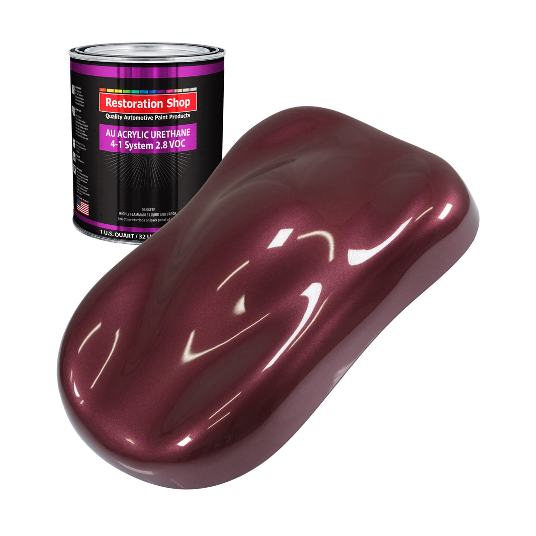 Vintage Burgundy Metallic Acrylic Urethane Auto Paint - Quart Paint Color Only - Professional Single Stage Gloss Automotive Car Truck Coating, 2.8 VOC