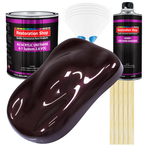 Black Cherry Pearl Acrylic Urethane Auto Paint - Complete Gallon Paint Kit - Professional Single Stage Automotive Car Coating, 4:1 Mix Ratio 2.8 VOC