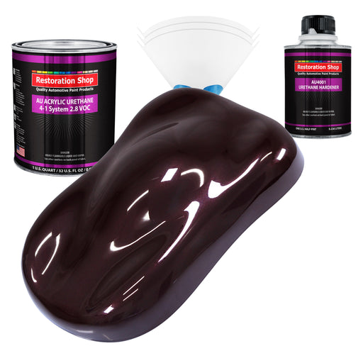 Black Cherry Pearl Acrylic Urethane Auto Paint - Complete Quart Paint Kit - Professional Single Stage Automotive Car Coating, 4:1 Mix Ratio 2.8 VOC