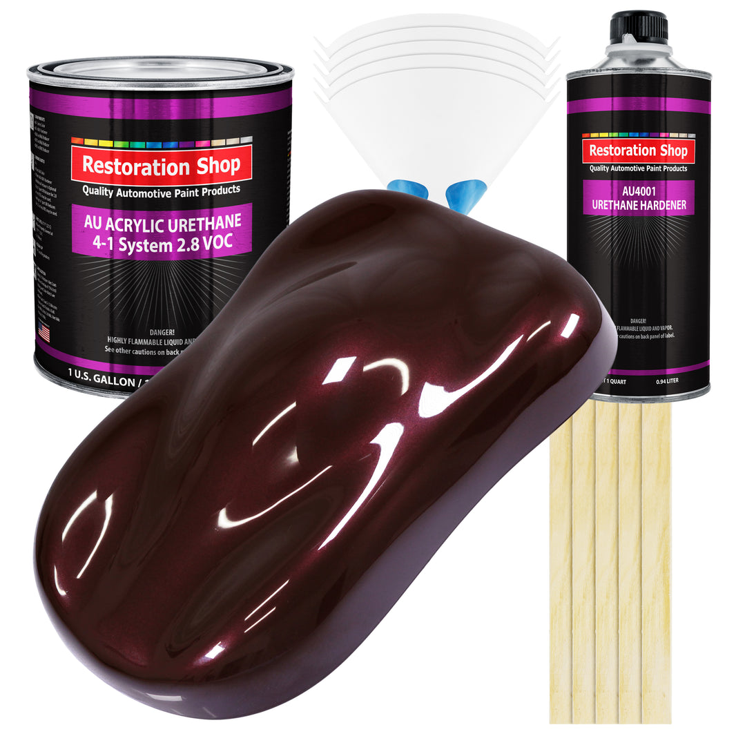 Molten Red Metallic Acrylic Urethane Auto Paint - Complete Gallon Paint Kit - Professional Single Stage Automotive Car Coating, 4:1 Mix Ratio 2.8 VOC