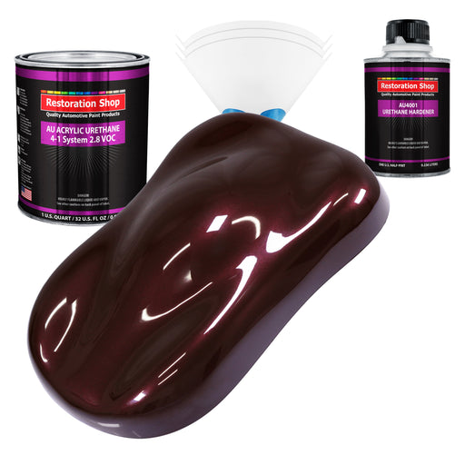 Molten Red Metallic Acrylic Urethane Auto Paint - Complete Quart Paint Kit - Professional Single Stage Automotive Car Coating, 4:1 Mix Ratio 2.8 VOC