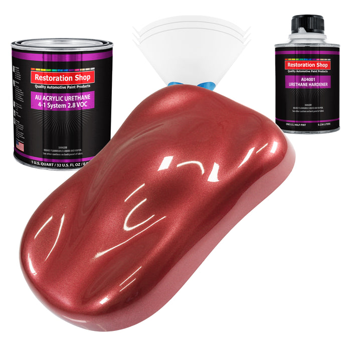 Candy Apple Red Metallic Acrylic Urethane Auto Paint (Complete Quart Paint Kit) Professional Single Stage Automotive Car Coating 4:1 Mix Ratio 2.8 VOC