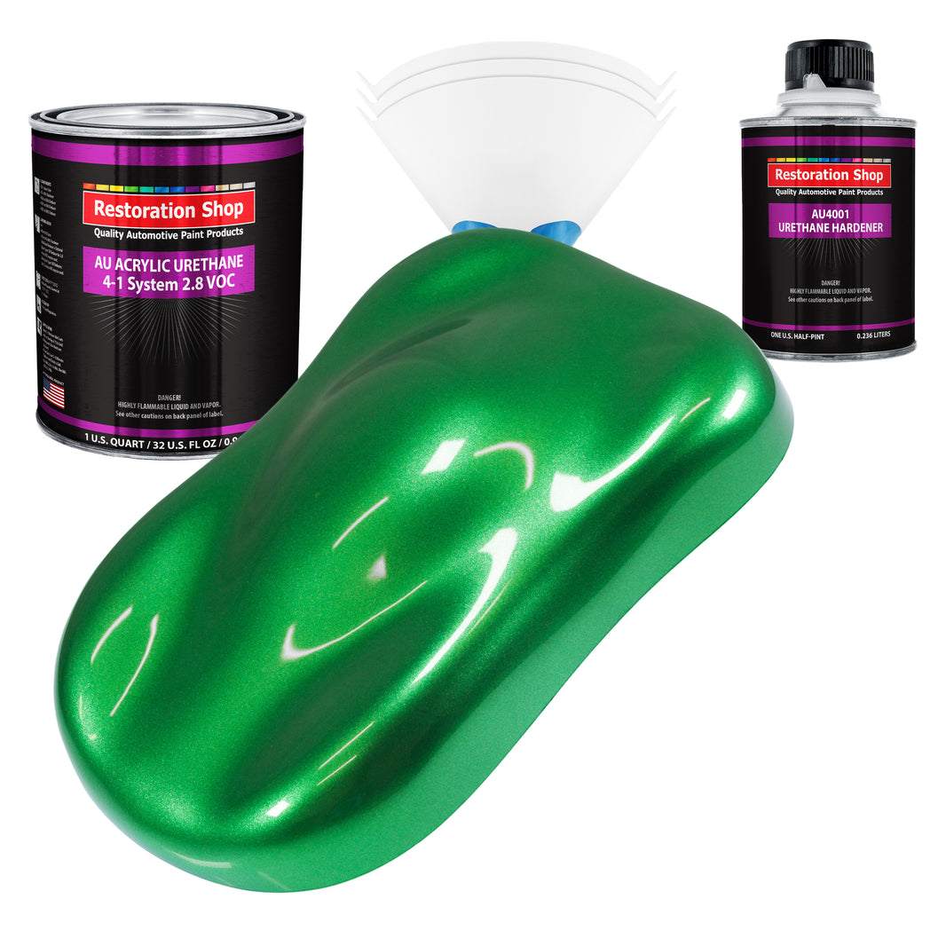 Firemist Green Acrylic Urethane Auto Paint - Complete Quart Paint Kit - Professional Single Stage Automotive Car Truck Coating, 4:1 Mix Ratio 2.8 VOC