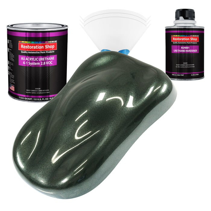 Fathom Green Firemist Acrylic Urethane Auto Paint - Complete Quart Paint Kit - Professional Single Stage Automotive Car Coating, 4:1 Mix Ratio 2.8 VOC
