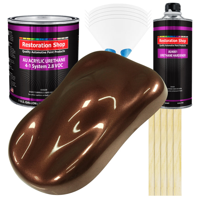 Saddle Brown Firemist Acrylic Urethane Auto Paint - Complete Gallon Paint Kit - Professional Single Stage Automotive Car Coating 4:1 Mix Ratio 2.8 VOC