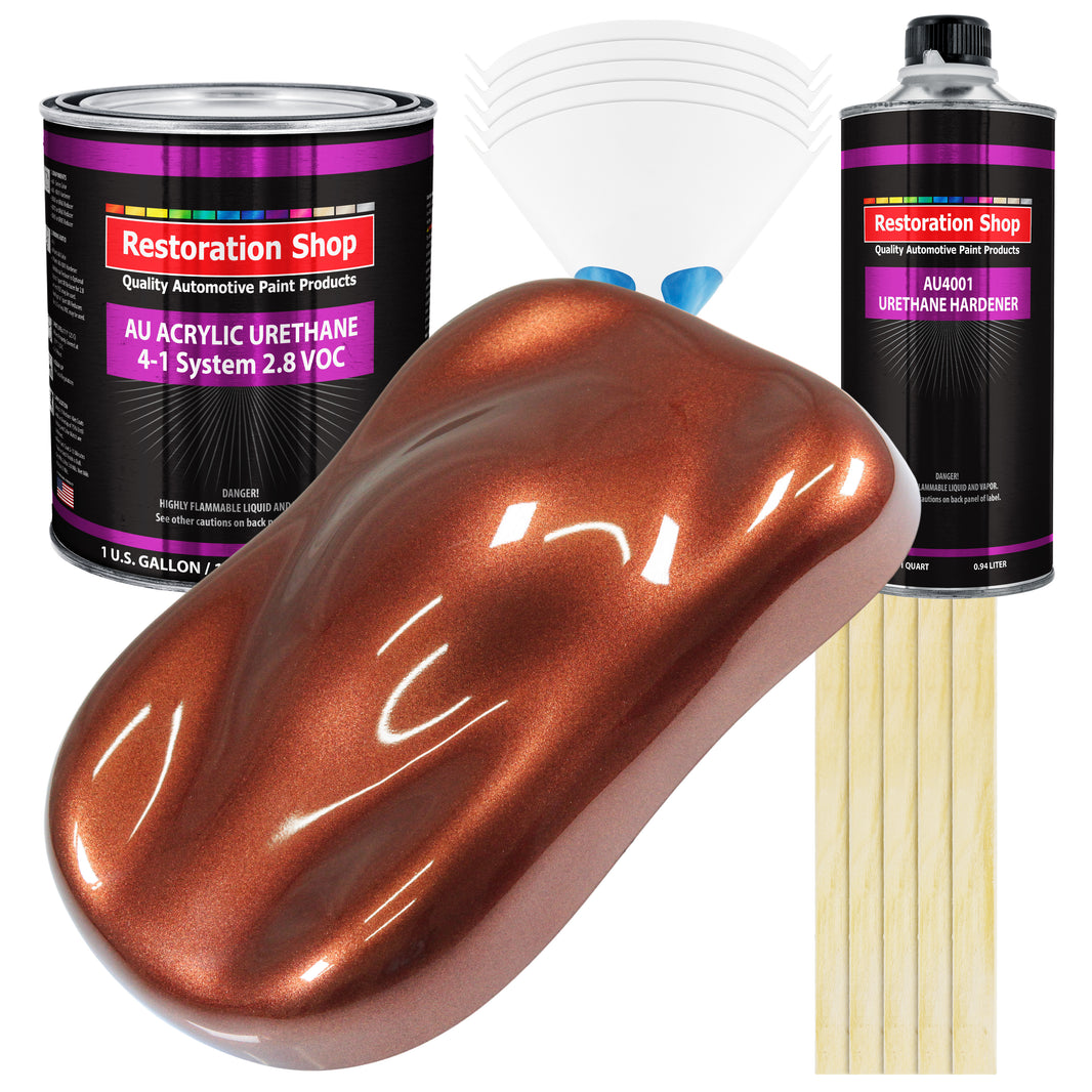 Saddle Brown Firemist Acrylic Urethane Auto Paint - Complete Gallon Paint Kit - Professional Single Stage Automotive Car Coating 4:1 Mix Ratio 2.8 VOC