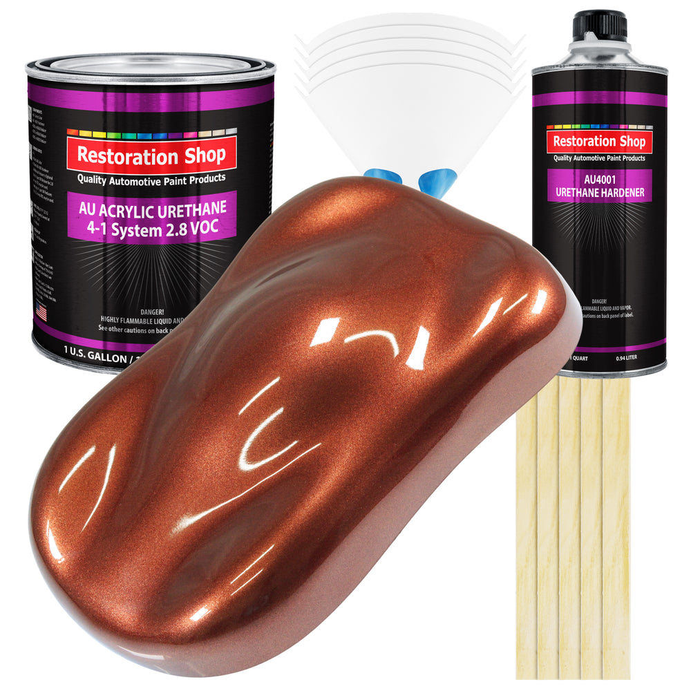 Whole Earth Brown Firemist Acrylic Urethane Auto Paint (Complete Gallon Paint Kit) Pro Single Stage Automotive Car Truck Coating 4:1 Mix Ratio 2.8 VOC