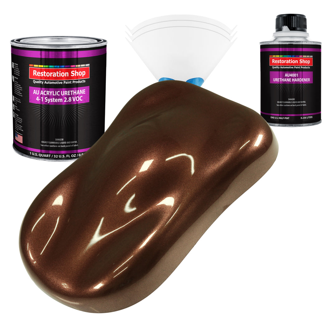 Whole Earth Brown Firemist Acrylic Urethane Auto Paint (Complete Quart Paint Kit) Pro Single Stage Automotive Car Truck Coating, 4:1 Mix Ratio 2.8 VOC