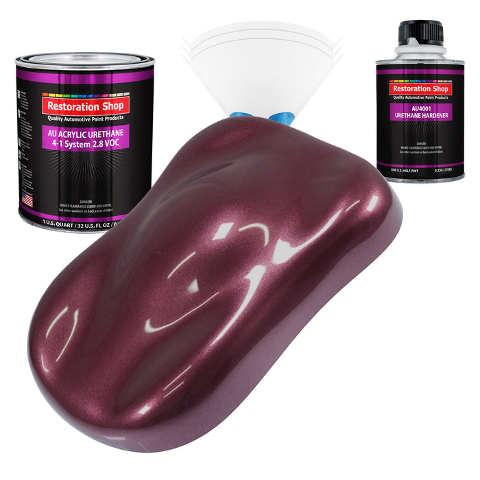 Milano Maroon Firemist Acrylic Urethane Auto Paint - Complete Quart Paint Kit - Professional Single Stage Automotive Car Coating 4:1 Mix Ratio 2.8 VOC