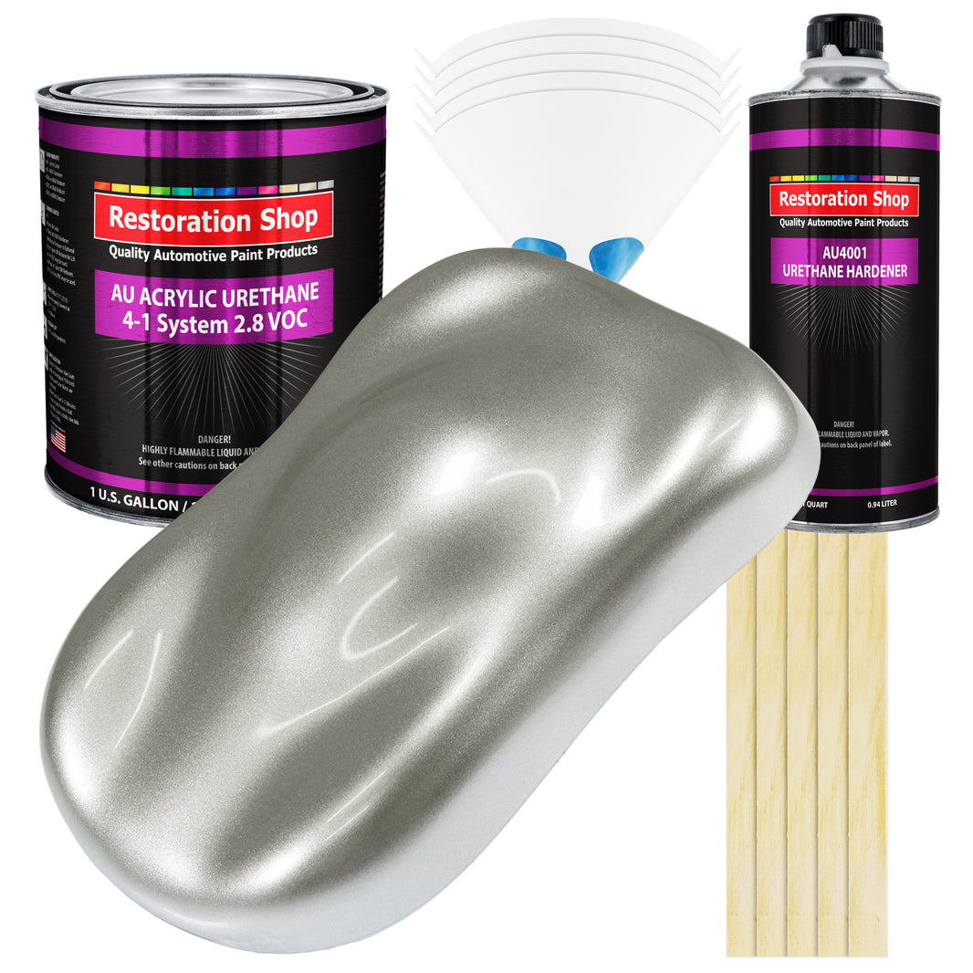 Brilliant Silver Firemist Acrylic Urethane Auto Paint (Complete Gallon Paint Kit) Pro Single Stage Automotive Car Truck Coating, 4:1 Mix Ratio 2.8 VOC