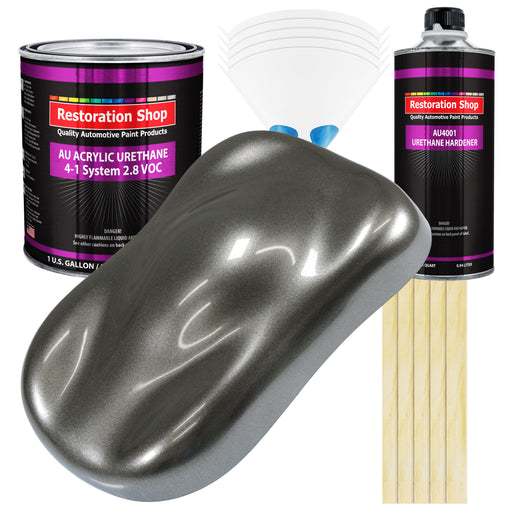 Charcoal Gray Firemist Acrylic Urethane Auto Paint (Complete Gallon Paint Kit) Professional Single Stage Automotive Car Coating, 4:1 Mix Ratio 2.8 VOC