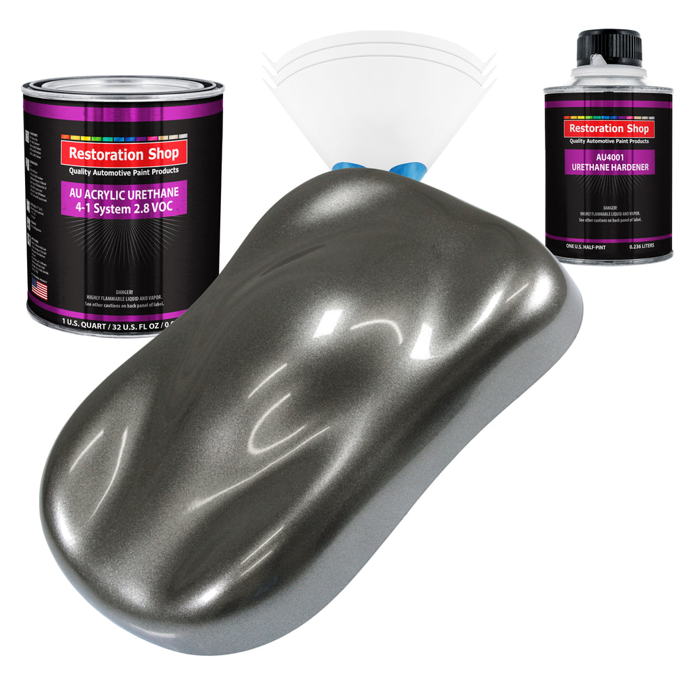 Charcoal Gray Firemist Acrylic Urethane Auto Paint - Complete Quart Paint Kit - Professional Single Stage Automotive Car Coating 4:1 Mix Ratio 2.8 VOC