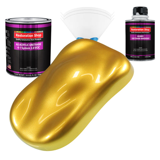 Saturn Gold Firemist Acrylic Urethane Auto Paint - Complete Quart Paint Kit - Professional Single Stage Automotive Car Coating, 4:1 Mix Ratio 2.8 VOC