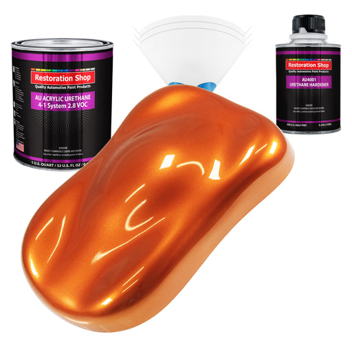 Firemist Orange Acrylic Urethane Auto Paint - Complete Quart Paint Kit - Professional Single Stage Automotive Car Truck Coating, 4:1 Mix Ratio 2.8 VOC