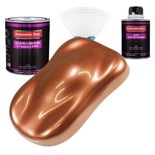 Bronze Firemist Acrylic Urethane Auto Paint - Complete Quart Paint Kit - Professional Single Stage Automotive Car Truck Coating, 4:1 Mix Ratio 2.8 VOC