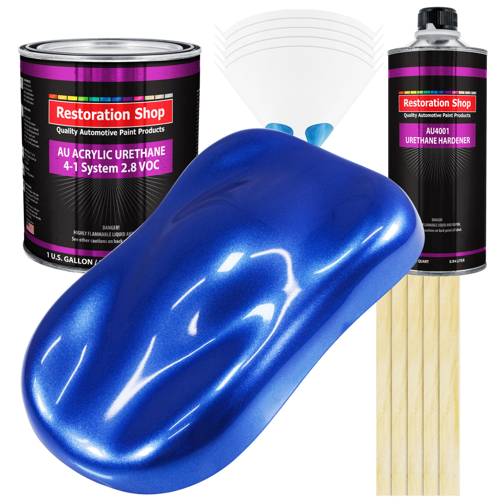 Cobalt Blue Firemist Acrylic Urethane Auto Paint - Complete Gallon Paint Kit - Professional Single Stage Automotive Car Coating, 4:1 Mix Ratio 2.8 VOC