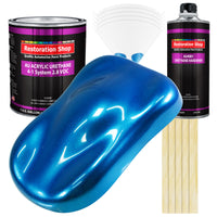 True Blue Firemist Acrylic Urethane Auto Paint - Complete Gallon Paint Kit - Professional Single Stage Automotive Car Coating, 4:1 Mix Ratio 2.8 VOC