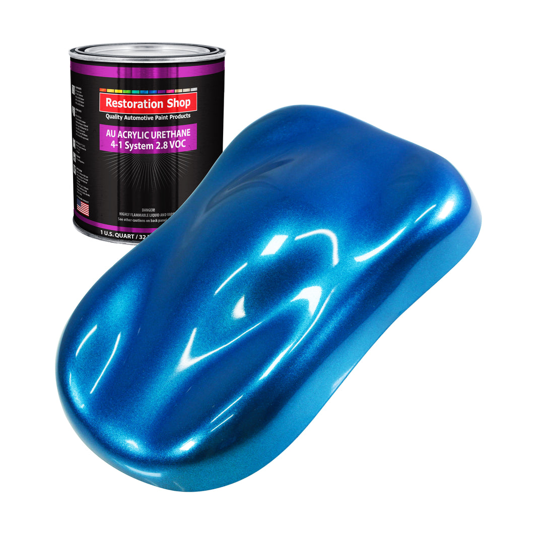 True Blue Firemist Acrylic Urethane Auto Paint - Quart Paint Color Only - Professional Single Stage High Gloss Automotive, Car, Truck Coating, 2.8 VOC