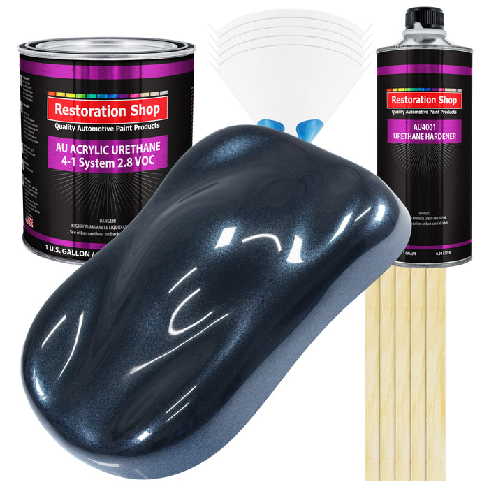 Neptune Blue Firemist Acrylic Urethane Auto Paint - Complete Gallon Paint Kit - Professional Single Stage Automotive Car Coating 4:1 Mix Ratio 2.8 VOC