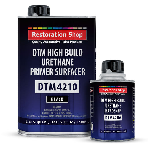 1.25 Quart 2K High Build Primer Automotive Paint Kit - 1 Qt. Black Urethane Primer Surfacer, 1/2 Pint Hardener, 4:1 Mix Ratio