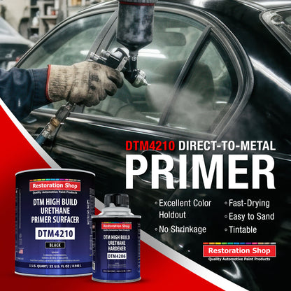 1.25 Quart 2K High Build Primer Automotive Paint Kit - 1 Qt. Black Urethane Primer Surfacer, 1/2 Pint Hardener, 4:1 Mix Ratio