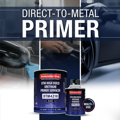 1.25 Quart 2K High Build Primer Automotive Paint Kit - 1 Qt. Black Urethane Primer Surfacer, 1/2 Pint Hardener, 4:1 Mix Ratio