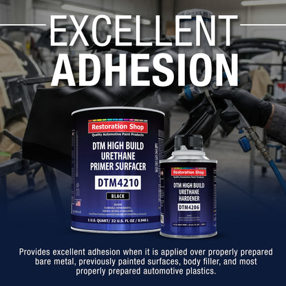 1.25 Quart 2K High Build Primer Automotive Paint Kit - 1 Qt. Black Urethane Primer Surfacer, 1/2 Pint Hardener, 4:1 Mix Ratio