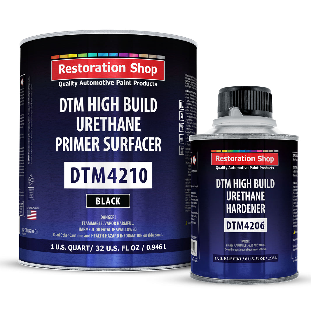1.25 Quart 2K High Build Primer Automotive Paint Kit - 1 Qt. Black Urethane Primer Surfacer, 1/2 Pint Hardener, 4:1 Mix Ratio