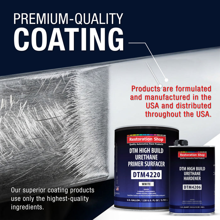 1.25 Gallon 2K High Build Primer Automotive Paint Kit - 1 Gal. White Urethane Primer Surfacer, 1 Qt Hardener, 4:1 Mix Ratio