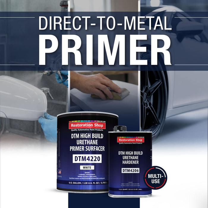 1.25 Gallon 2K High Build Primer Automotive Paint Kit - 1 Gal. White Urethane Primer Surfacer, 1 Qt Hardener, 4:1 Mix Ratio