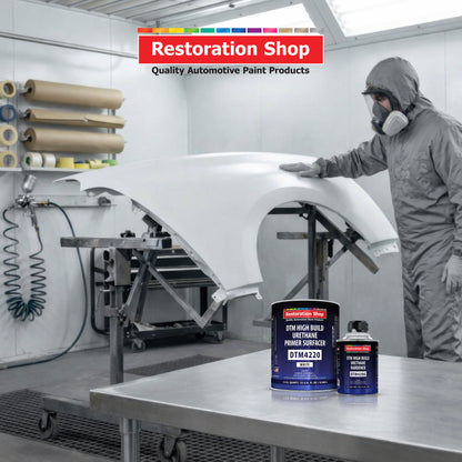 1.25 Quart 2K High Build Primer Automotive Paint Kit - 1 Qt. White Urethane Primer Surfacer, 1/2 Pint Hardener, 4:1 Mix Ratio